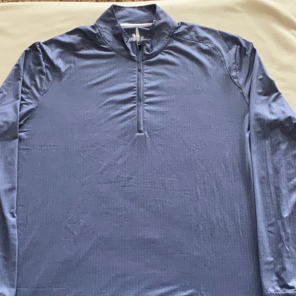 Blue Patterned Johnnie-O Quarter Zip Turtle Neck Mens Size XL